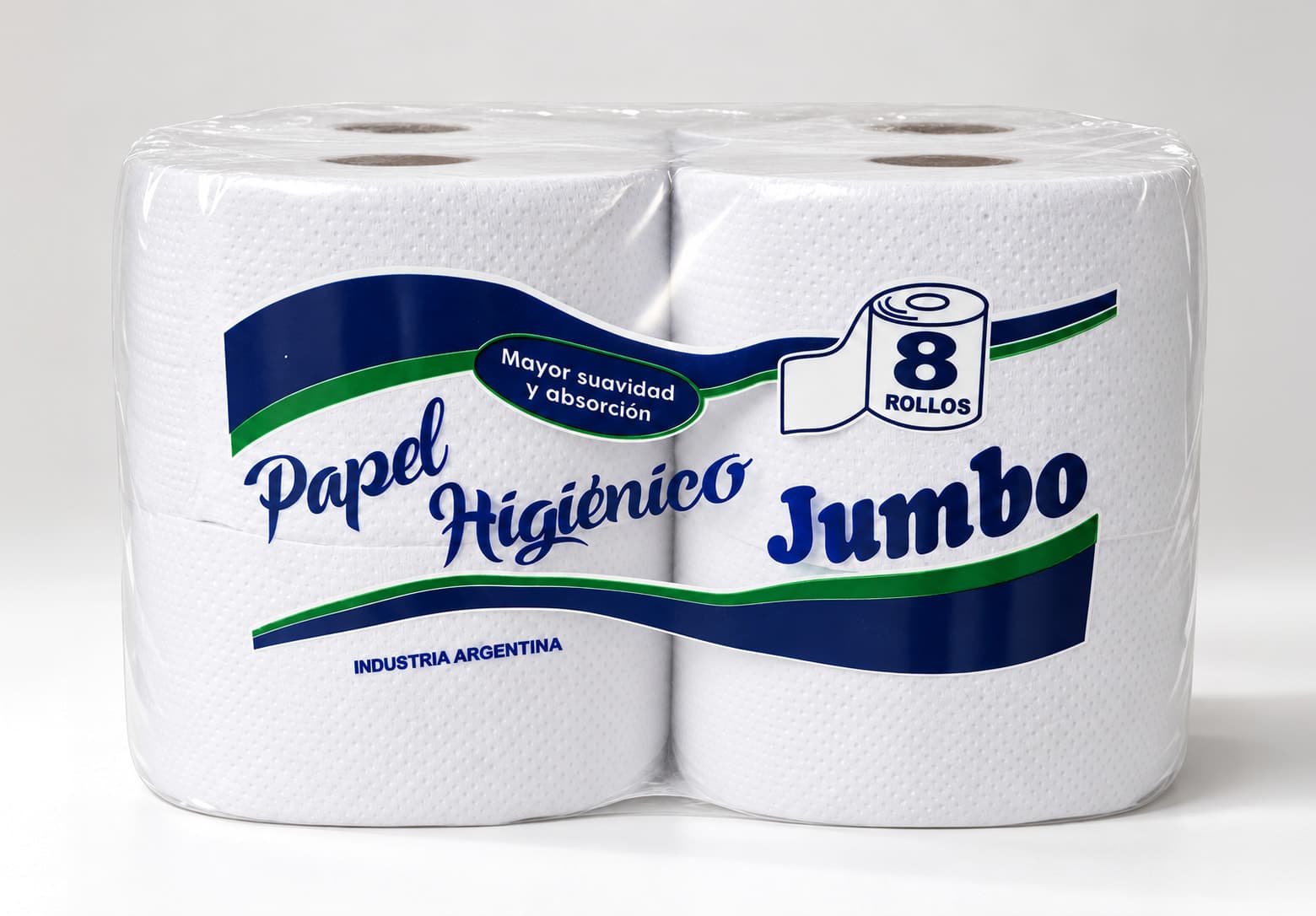 Pack de papel higiénico institucional blanco ecológico de 8 rollos