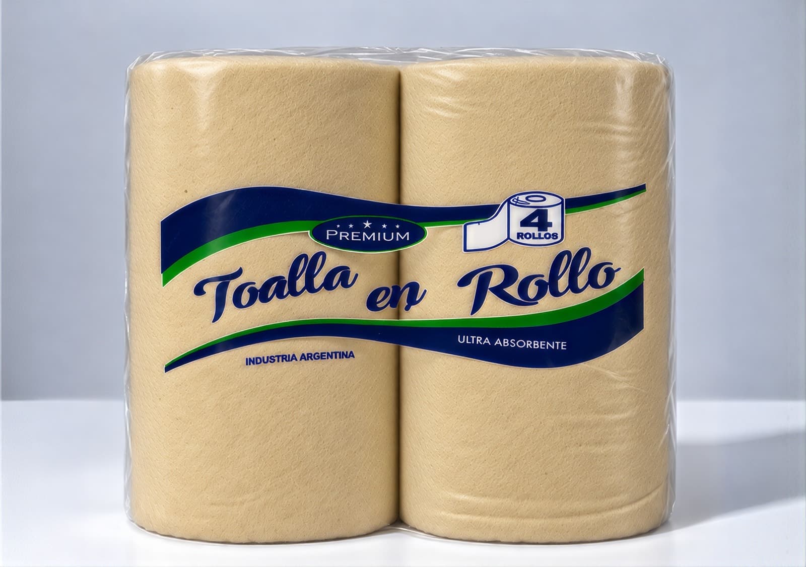 Toalla en rollo beige, pack de 4 unidades